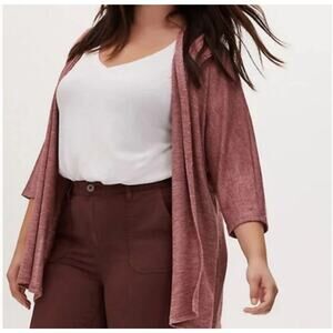 Torrid Brick Red Hacci Open Front Dolman Kimono Cardigan Size 3/4